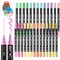 28 Pastel Colors Dual Tip Acrylic Paint Markers, Brush Tip and Fine Tip Acrylic Paint Pens for Rock Painting, Ceramic, Wood, Canvas, Plastic, Glass, Stone, Calligraphy, Card Making, DIY Crafts